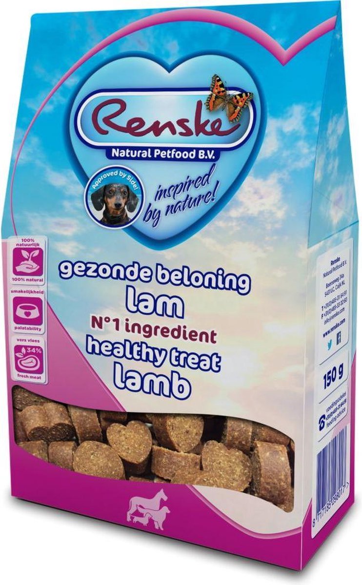 7x Renske Gezonde Beloning Hartjes Lam 150 gr