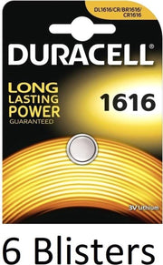 6 Stuks (6 Blisters a 1 st) Duracell CR1616 3V Single-use battery Lithium