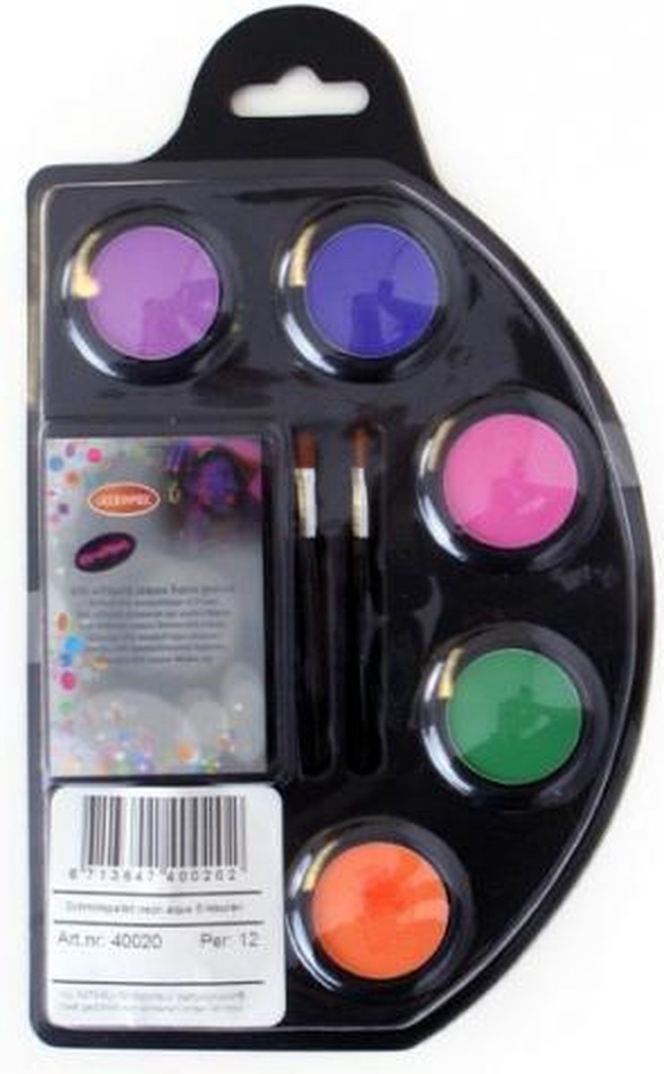 Neon schmink palet zes kleuren
