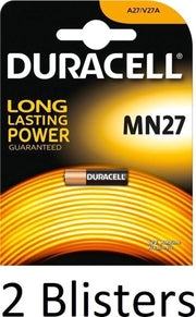 2 Stuks (2 Blisters a 1 st) Duracell MN27 - GP27A - A27 - L828 12V alkaline batterij
