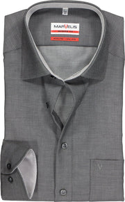 MARVELIS Modern Fit overhemd - zwart structuur (contrast) - Strijkvrij - Boordmaat: 40