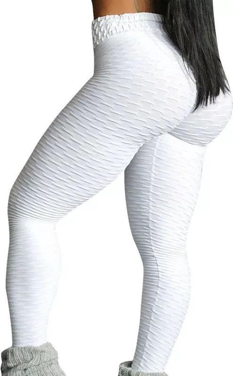 LOUZIR Sportlegging-Yoga -Scrunch Butt-High Waist- Absorberend- Anti Cellulite Legging-Gym Sports -Legging Fitness Wear-wit- maat L