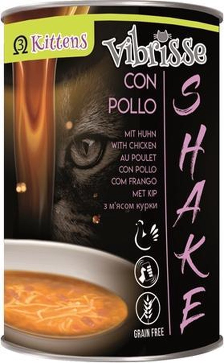 Vibrisse shake kitten+ kip met omega3 - 12x135 gr - 1 stuks