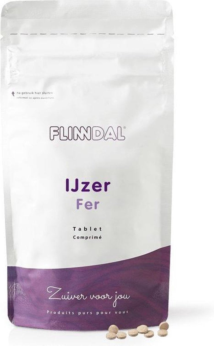 IJzer (Voor de vorming van rode bloedcellen en hemoglobine) - 90 Tabletten - Flinndal - Voor de vorming van rode bloedcellen en hemoglobine