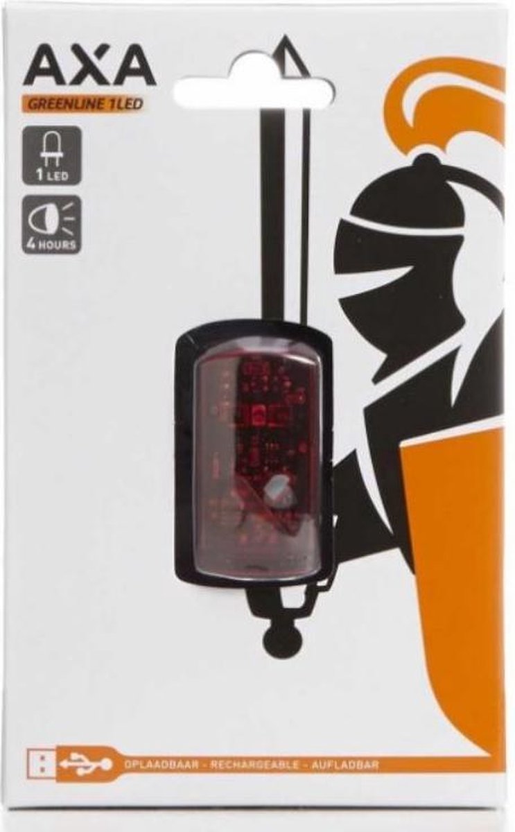 Axa greenline 1-led achterlicht usb oplaadbaar op kaart