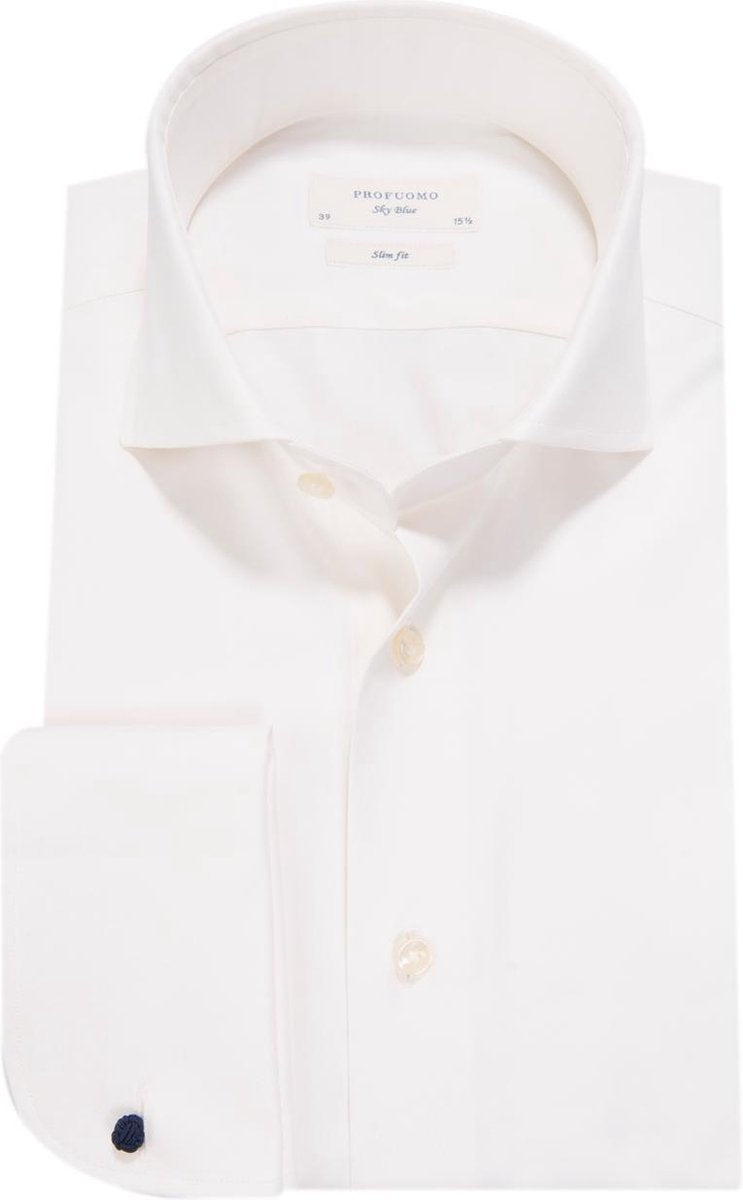 Trouwoverhemd Profuomo ecru dubbele manchet slim fit