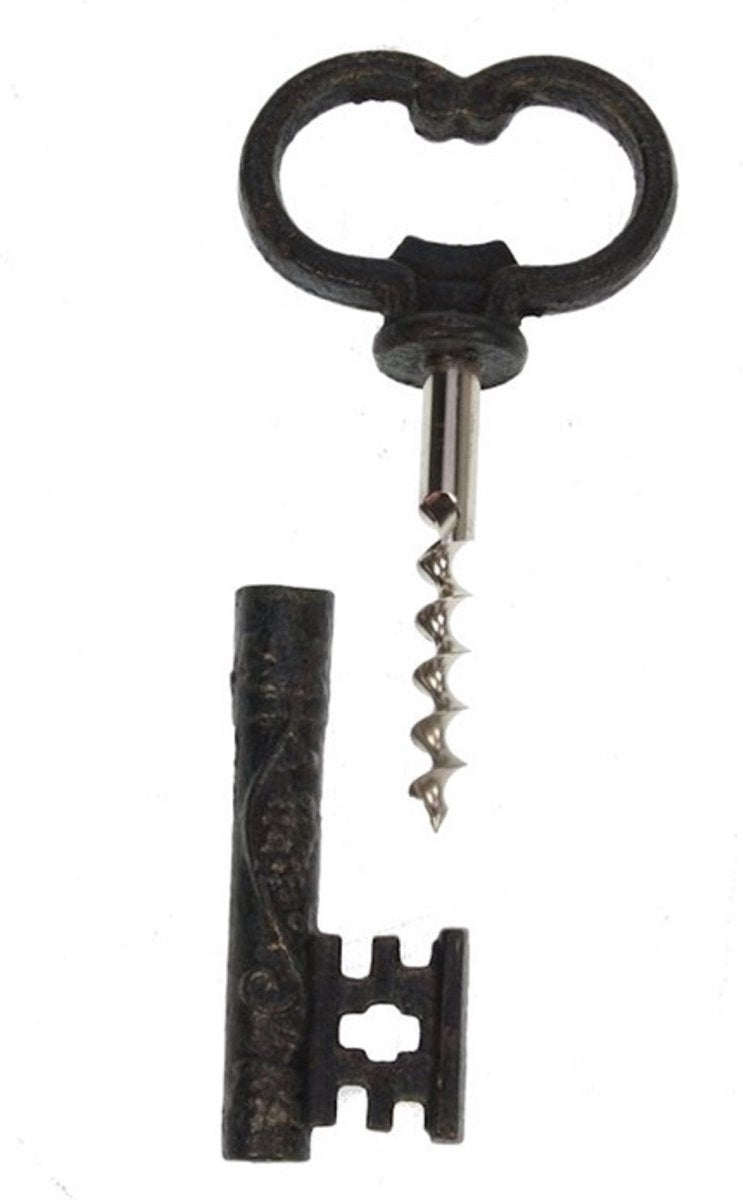 Sleutel fles opener/kurketrekker metaal 6x2x12