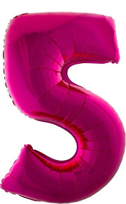 Cijferballon folie nummer 5 | Opblaascijfer 5 roze 102cm
