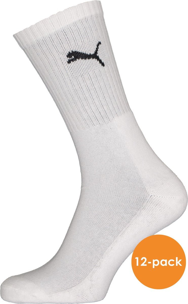 Puma unisex sportsokken (12-pack) - wit -  Maat: 43-46