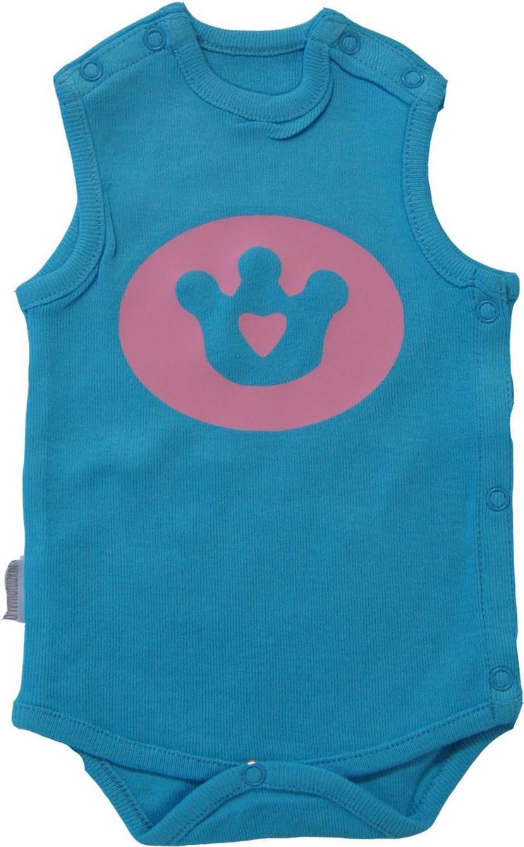 Prematuur Romper turquoise met opdruk maat 44