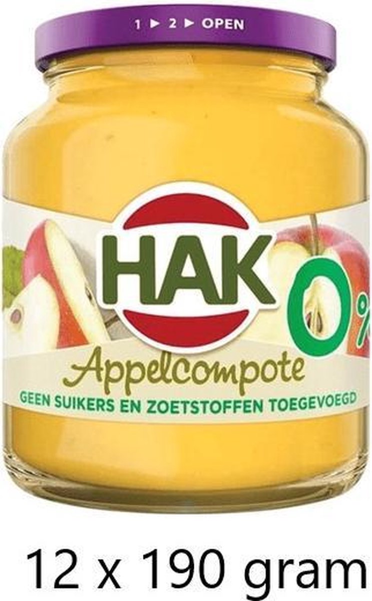 Hak Appelcompote 0% - multipak 12x 190 gram