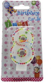 Taartkaars - cijfer 8 - Dots and stars  - Verjaardags kaars