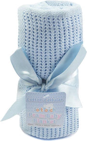 Soft Touch | Cellulair Zomer Dekentje voor wieg of kinderwagen | 70 x 90 cm | Blauw