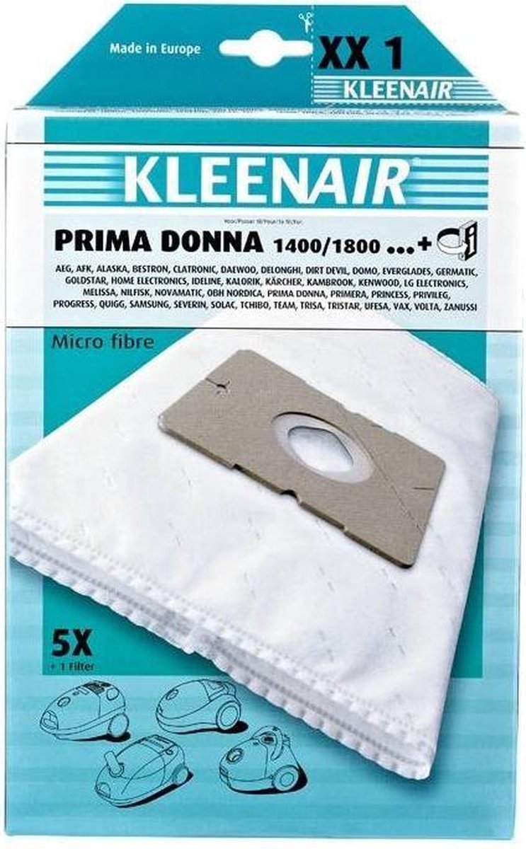 Kleenair Microfibre Stofzuigerzakken XX-1 - 25 stuks + 5 Filter