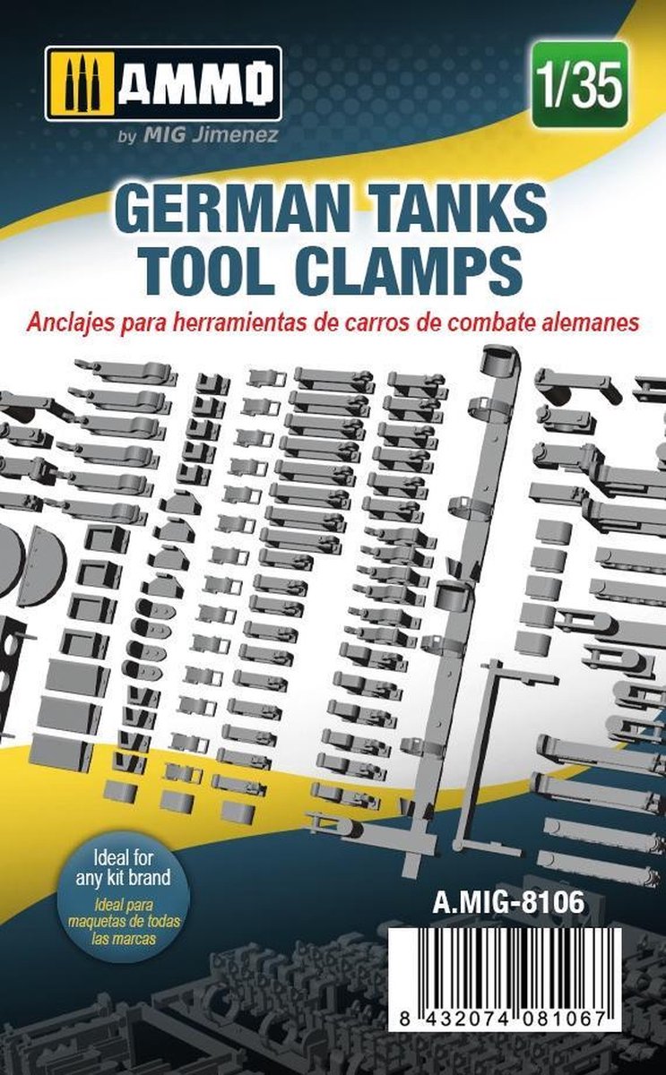 Mig - 1/35 German Tanks Tool Clamps (1/21) * - MIG8106 - modelbouwsets