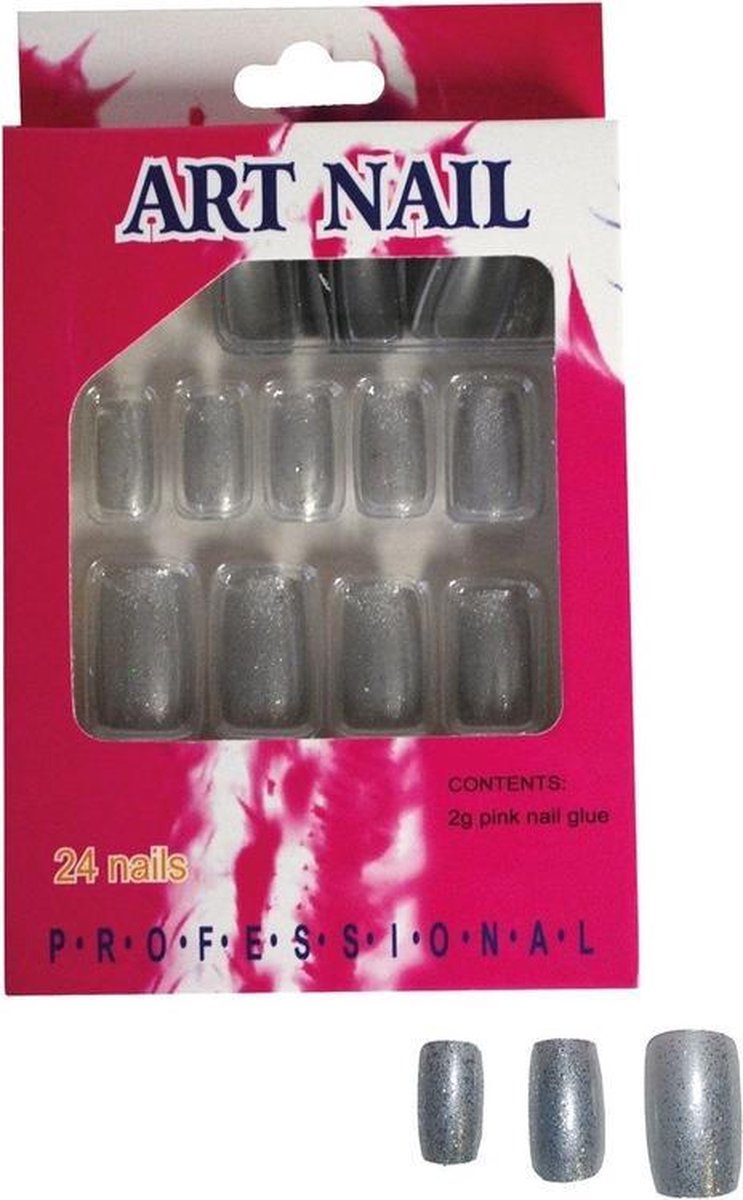 Zilveren glitter kunstnagels