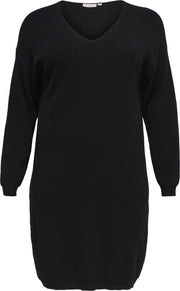 ONLY CARMAKOMA CARESLY LS V-NECK KNEE DRESS KNT Dames Jurk- Maat L-50/52