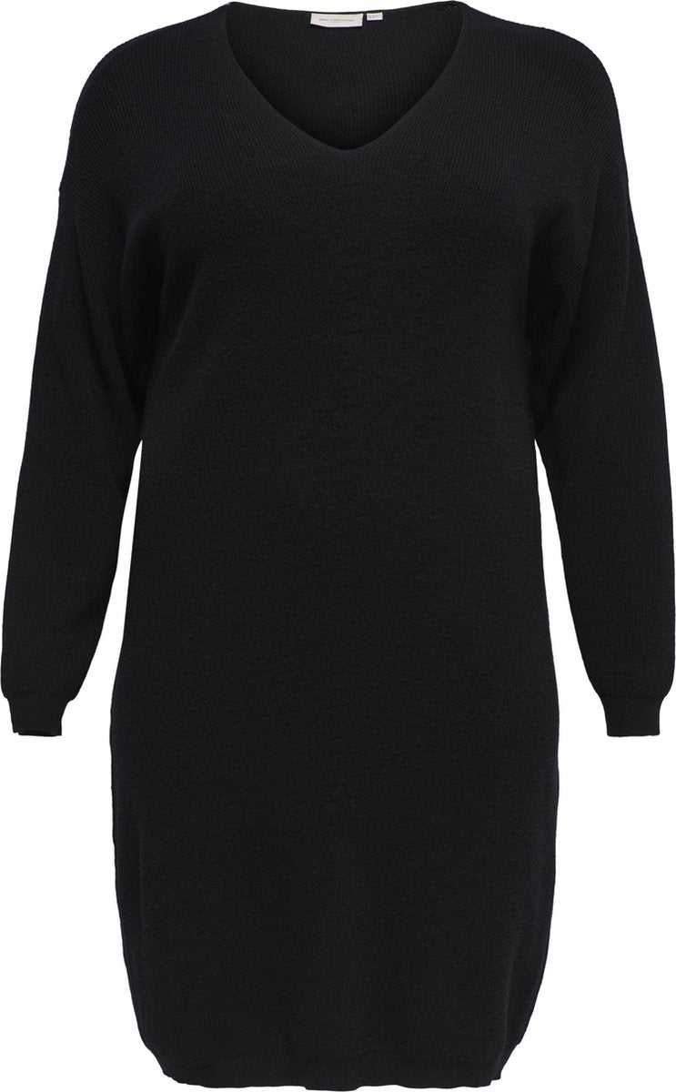 ONLY CARMAKOMA CARESLY LS V-NECK KNEE DRESS KNT Dames Jurk- Maat L-50/52