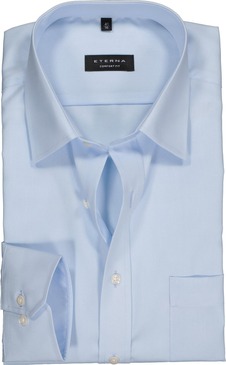 ETERNA Comfort Fit overhemd - licht blauw - Strijkvrij - Boordmaat: 49