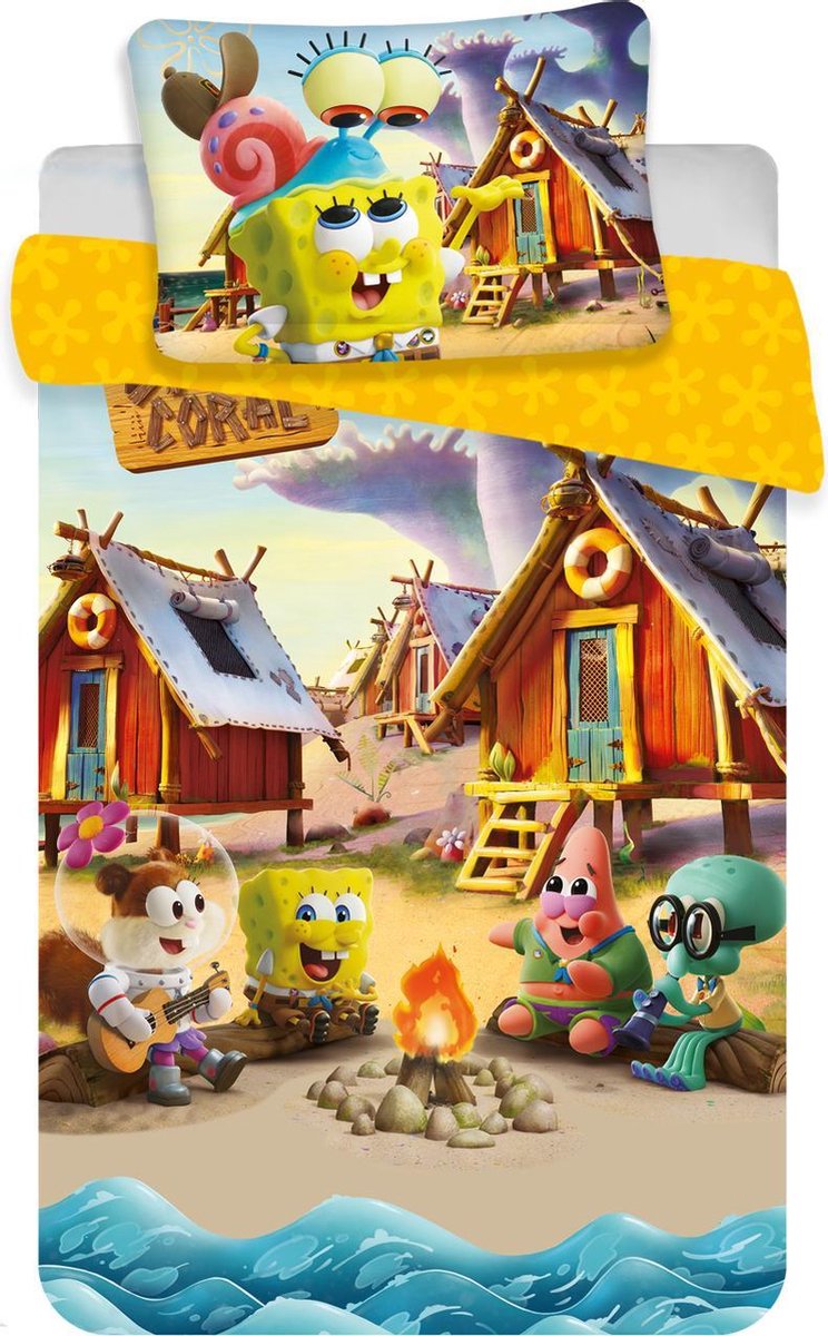 SpongeBob BABY Dekbedovertrek Camp Coral - 100 x 135 cm - Katoen