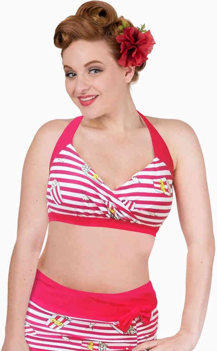 Dancing Days Bikinitop -XS- Beach bum Popcorn Rood/Wit