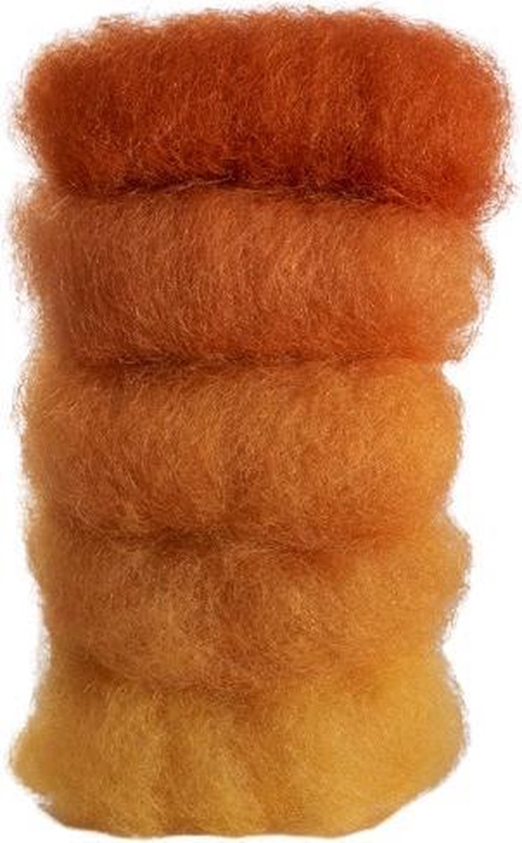 Glückskäfer Gekaarde Wol 50 Gram 5 Stuks Oranje