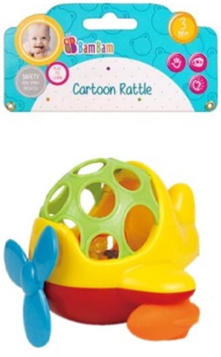 Bam Bam - Mini Helicopter Cartoon Baby Peuter speelgoed rammelaar - Bijtring Bijten