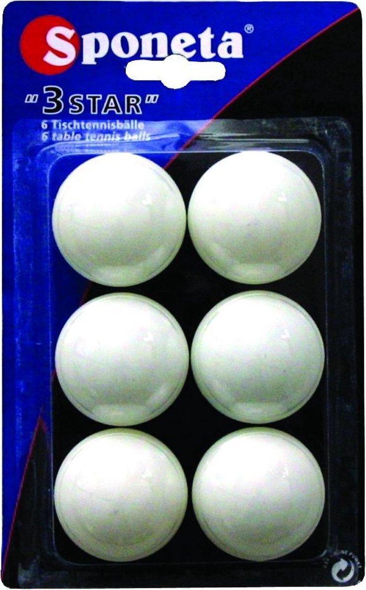 Sponeta Tafeltennisballen 3 Sterren 6 Stuks