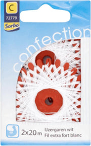 Sorbo Confection - IJzergaren Wit 2 x 20m - 72779 - extra sterk garen polyester
