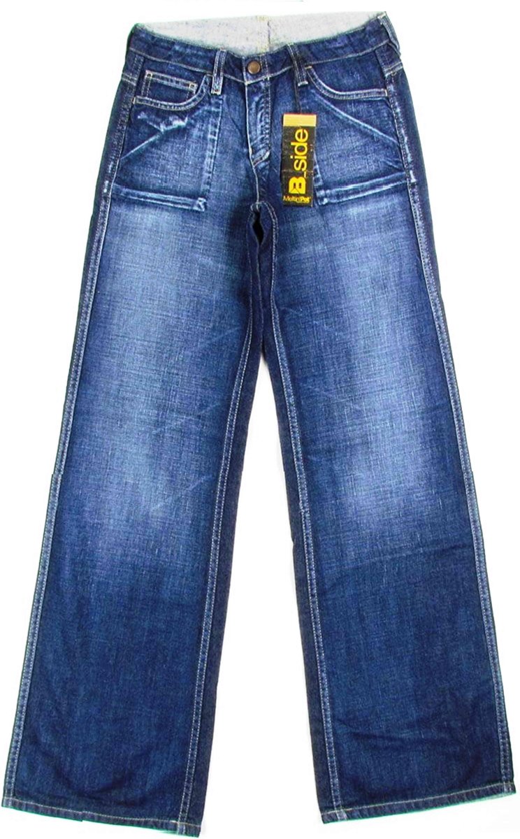 MELTIN'POT "Reversible B-Side Evil" womens flared jeans used-look denim (navy blue)