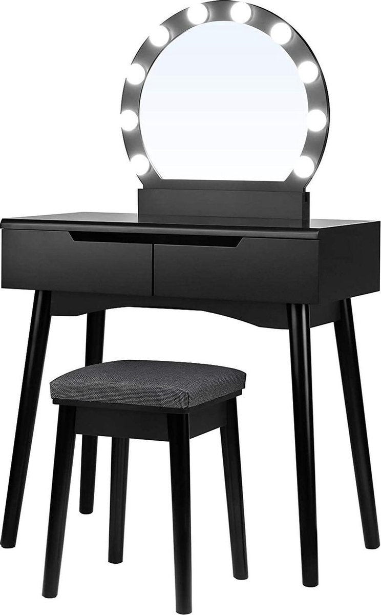 Charlie's Home - Kaptafel - Make Uptafel - Verlichting - Spiegel - Cosmeticatafel - Opmaaktafel - Krukje