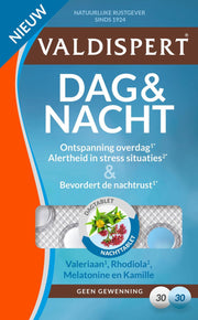 Valdispert Dag & Nacht - Valeriaan & Rhodiola - 60 tabletten - Natuurljike rustgever