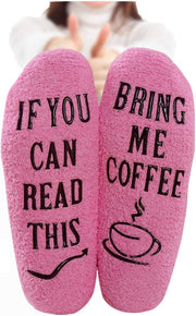 Fluffy Koffie Sokken - Huissokken - dames - one size - anti slip - Cadeau voor haar - grappig - Housewarming - Verjaardag