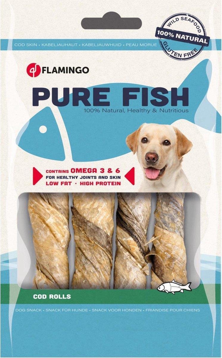 Flamingo hondensnack Vissn kabeljauwhuid rol(l)85gr