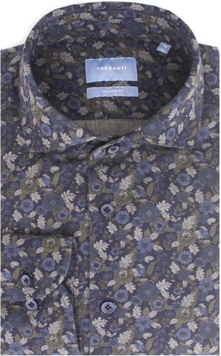 Overhemd flannel bloemen print - Tailored Fit