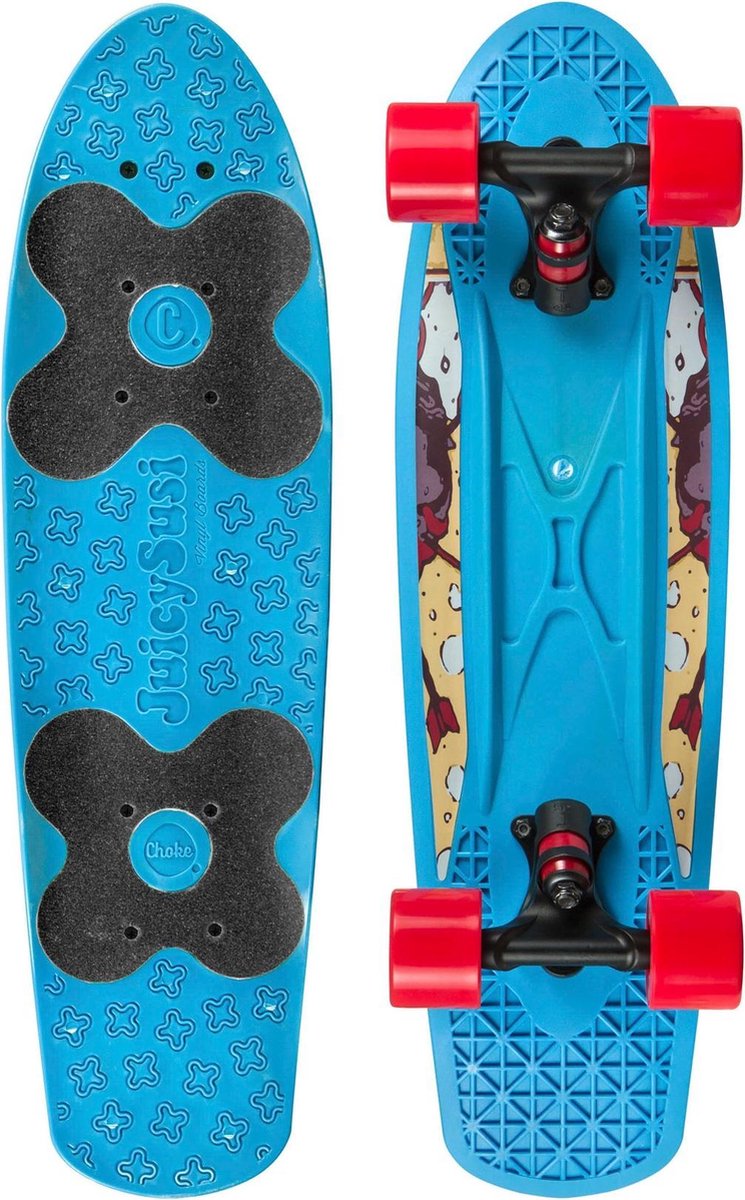 Skateboard Penny Board Volwassenen/Kinderen/Jongens/Meisjes  - Choke - Spicy Sabrina Blauw - Blauw met rode wieltjes - 58