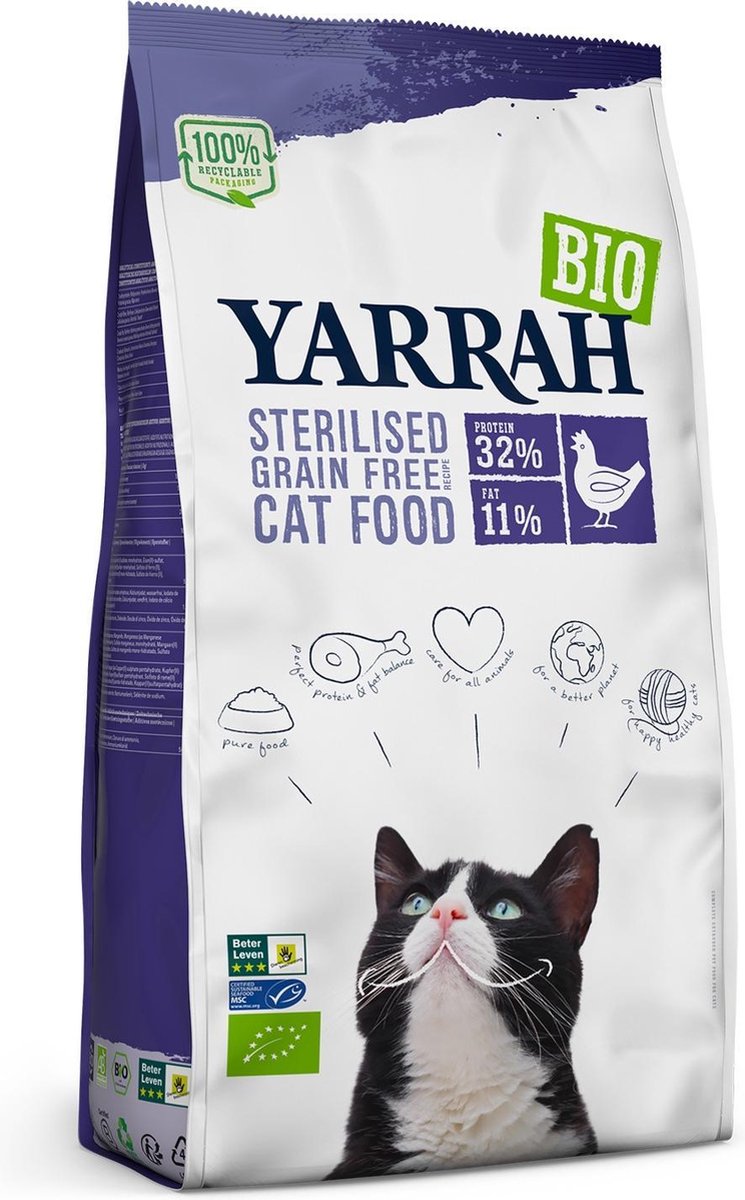 Yarrah cat sterilised grain free kattenvoer 700 gr