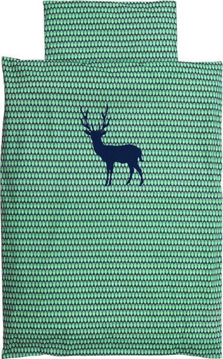 Taftan - dekbedovertrek Hert Blauw - 100 x 135 - blauw groen