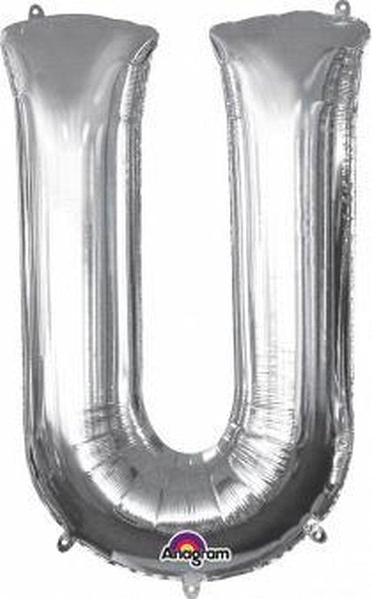 Letter U ballon zilver 86 cm
