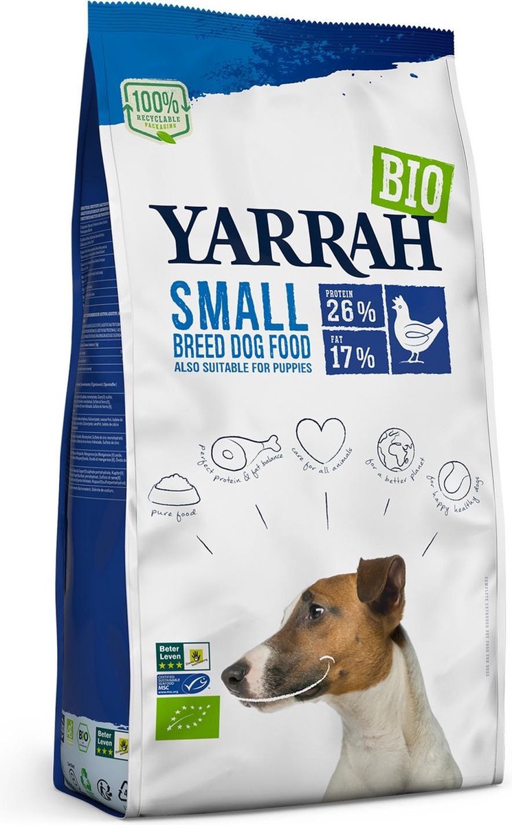 5 kg Yarrah dog biologische brokken small breed kip hondenvoer