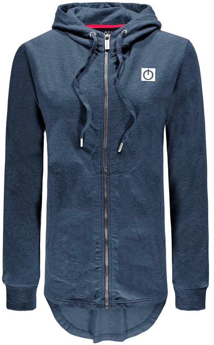 Re-Born Capuchon Trui Met Rits Lange Mouw Dames - Navy - Maat M