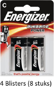 8 stuks (4 blisters a 2 stuks) Energizer Alkaline Power C batterij
