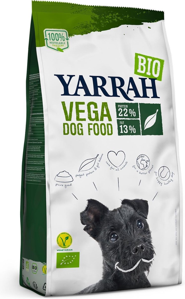 10 kg Yarrah dog biologische brokken vega baobab / kokosolie hondenvoer