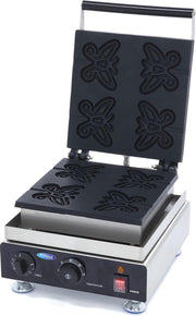 Wafelijzer Lolly Vlinder Wafel op Stok - 4 stuks - RVS - Instelbare Temperatuur - Professionele Wafel Maker / Wafel Apparaat - Maxima