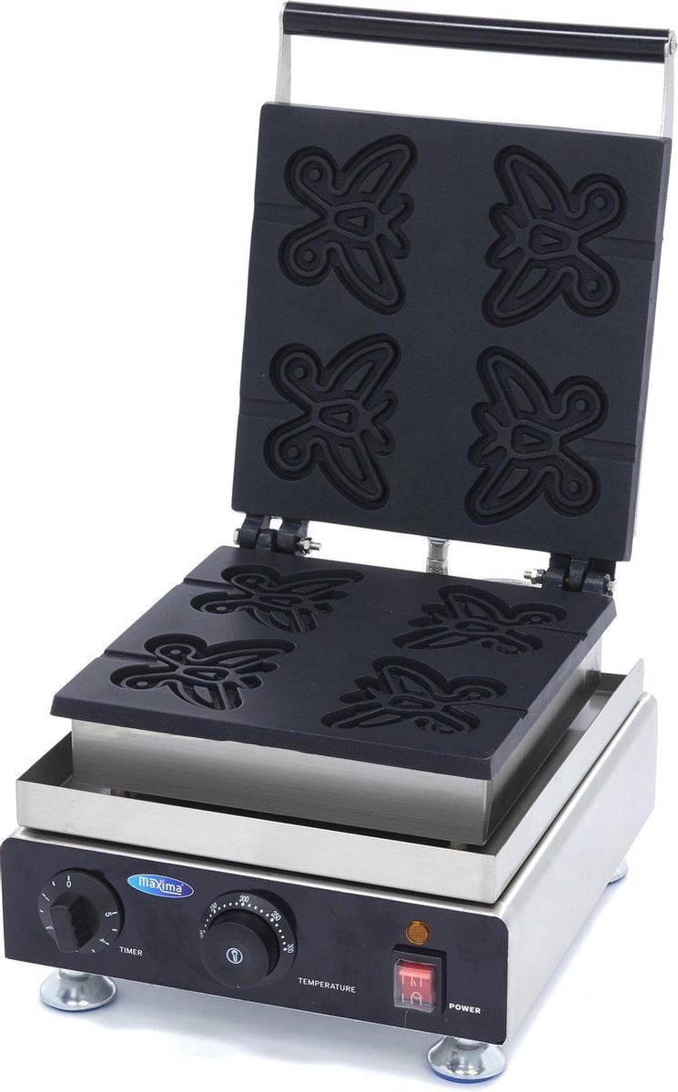 Wafelijzer Lolly Vlinder Wafel op Stok - 4 stuks - RVS - Instelbare Temperatuur - Professionele Wafel Maker / Wafel Apparaat - Maxima