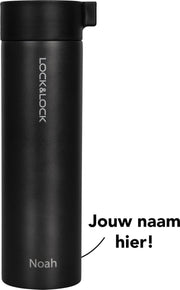 Lock&Lock RVS Thermosfles met naam | Gepersonaliseerd cadeau | Relatiegeschenk | Duurzaam – 400 ml - Zwart