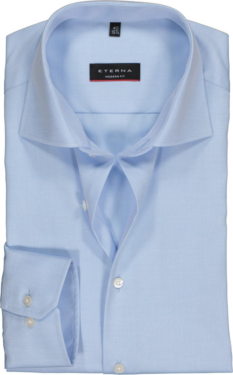 ETERNA modern fit overhemd - niet doorschijnend twill heren overhemd - lichtblauw - Strijkvrij - Boordmaat: 48