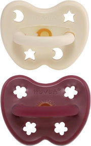 HEVEA speen 2 stuks | rond 3-36 mnd | 100% natuurrubber | Milky white + Elves red
