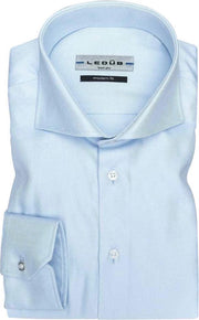 Ledeb Modern Fit overhemd mouwlengte 7 - blauw - Strijkvriendelijk - Boordmaat: 48