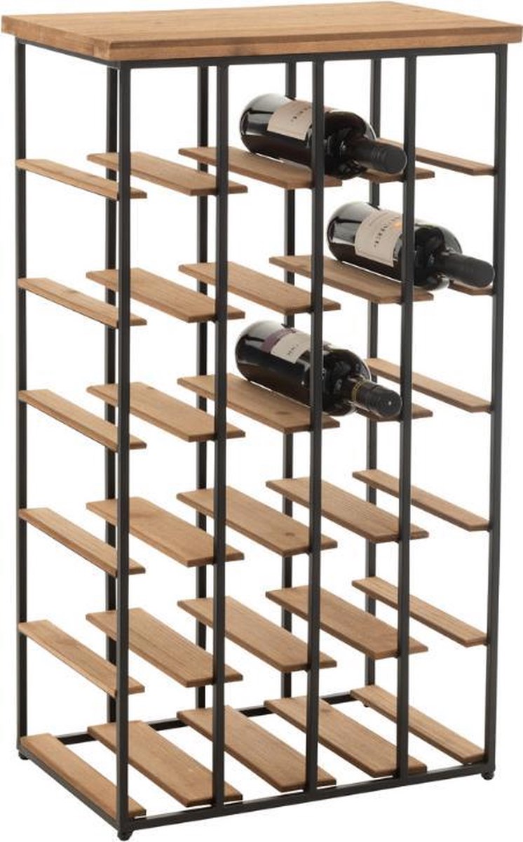 Dulaire Wijnrek Industrieel Hout Metaal 24 flessen - 83 cm